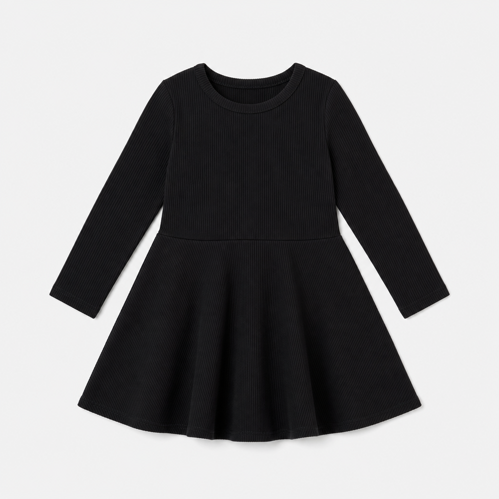 Black Ribbed Knit Dress