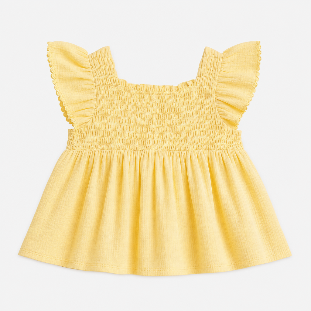 Soft Yellow Smocked Top