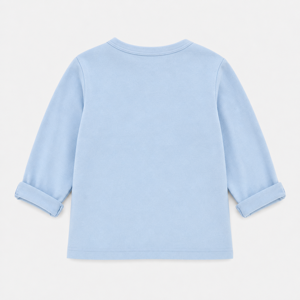Baby Blue Henley Top view 2