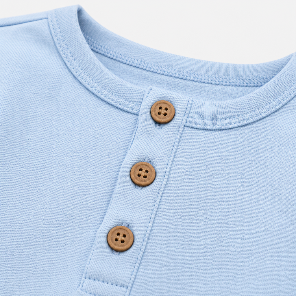 Baby Blue Henley Top view 3