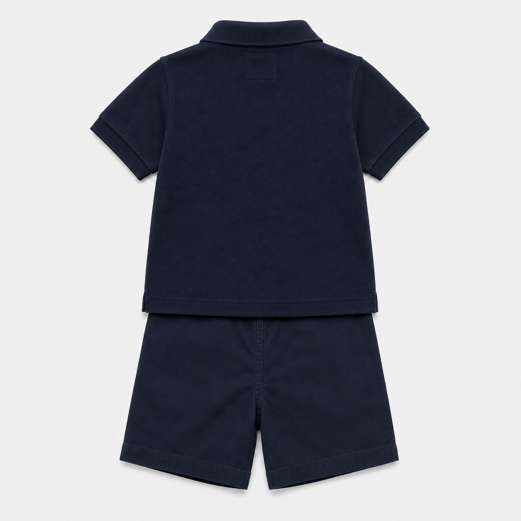 Dark Navy Polo & Short Set view 2