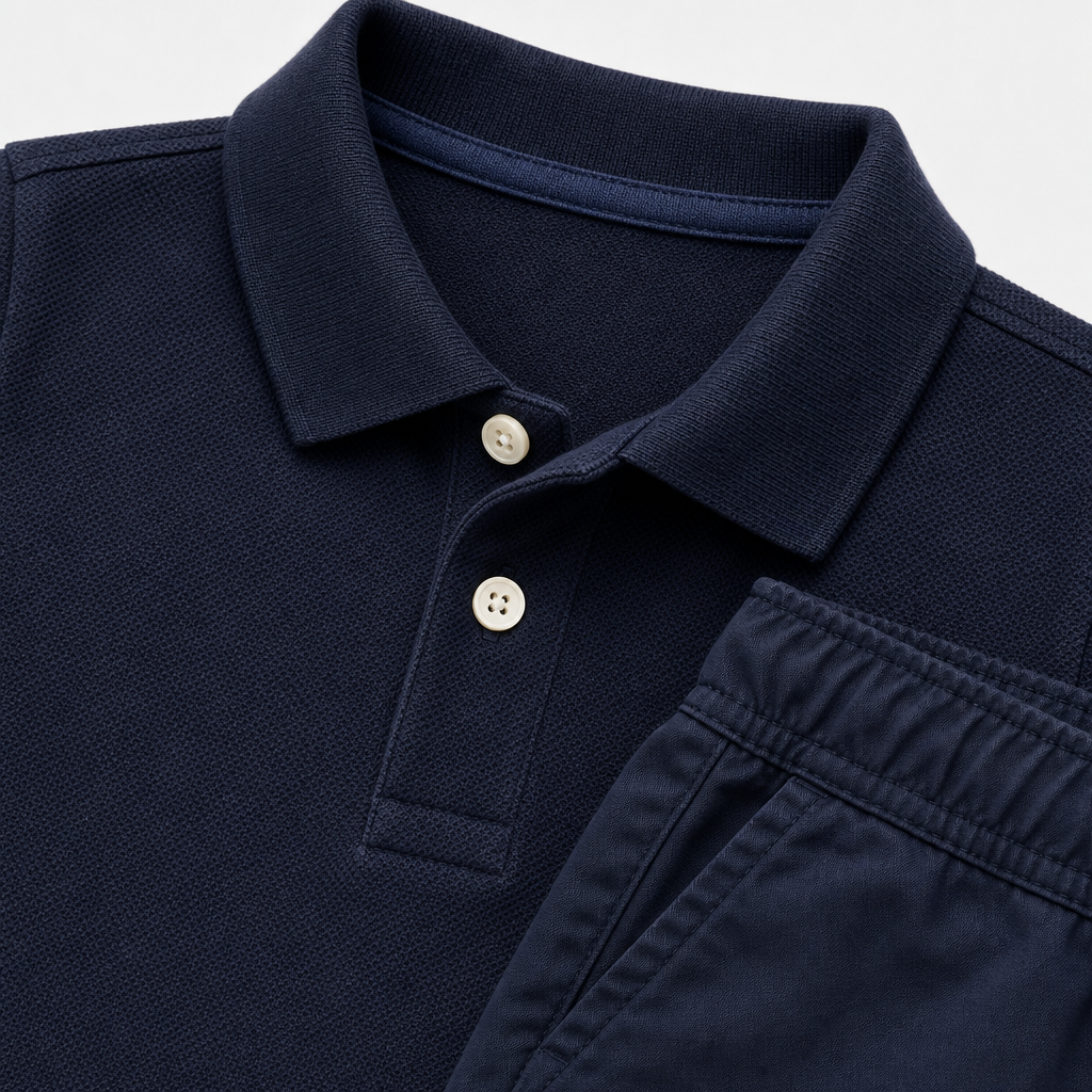Dark Navy Polo & Short Set view 3