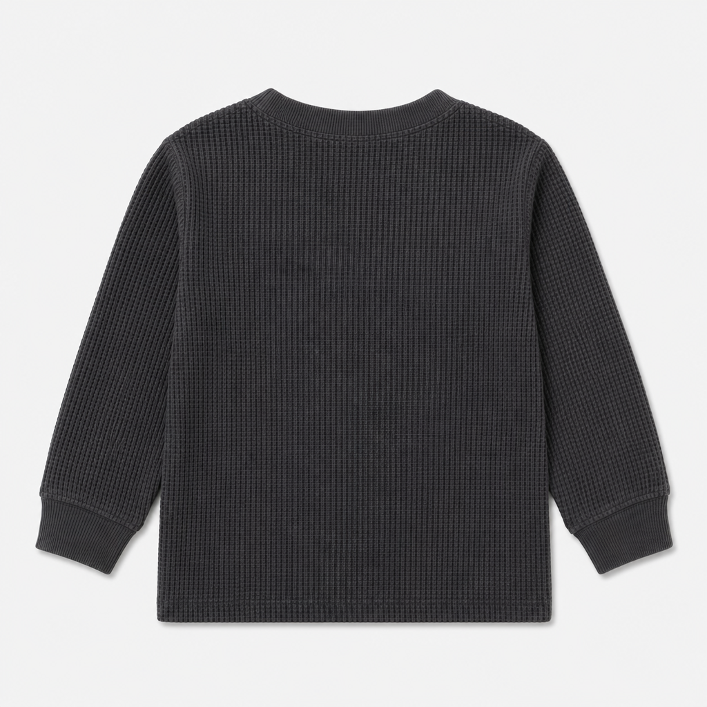 Charcoal Waffle Knit Top view 2