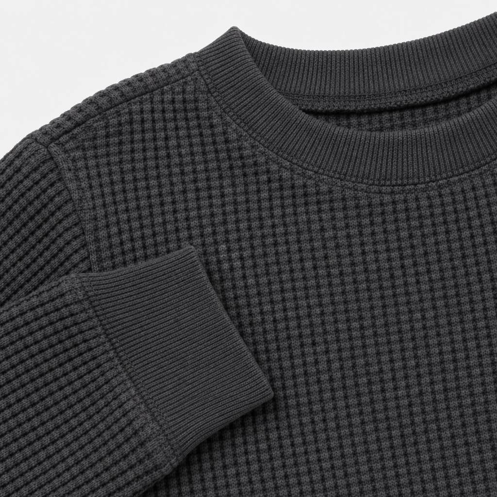 Charcoal Waffle Knit Top view 3