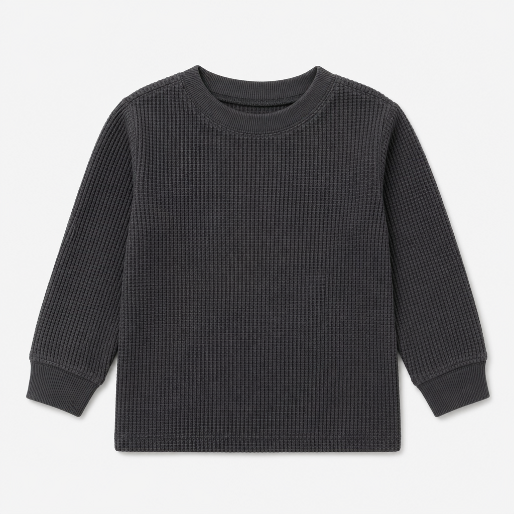 Charcoal Waffle Knit Top