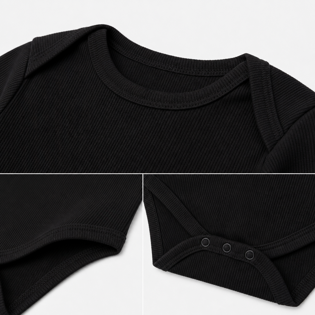 Black Ribbed Knit Bodysuit view 3