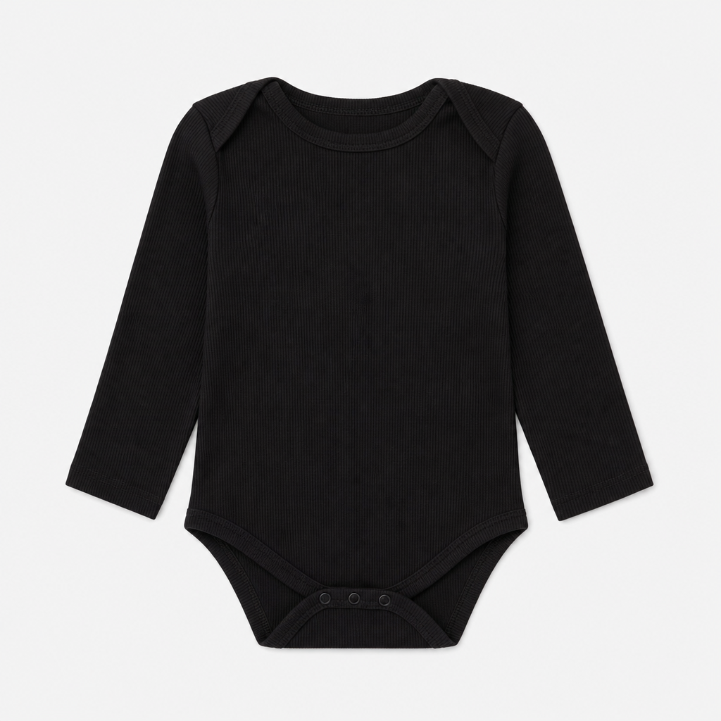 Black Ribbed Knit Bodysuit