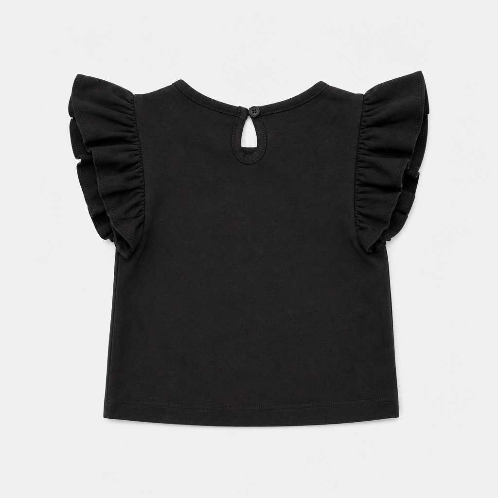 Black Ruffle Sleeve Top view 2