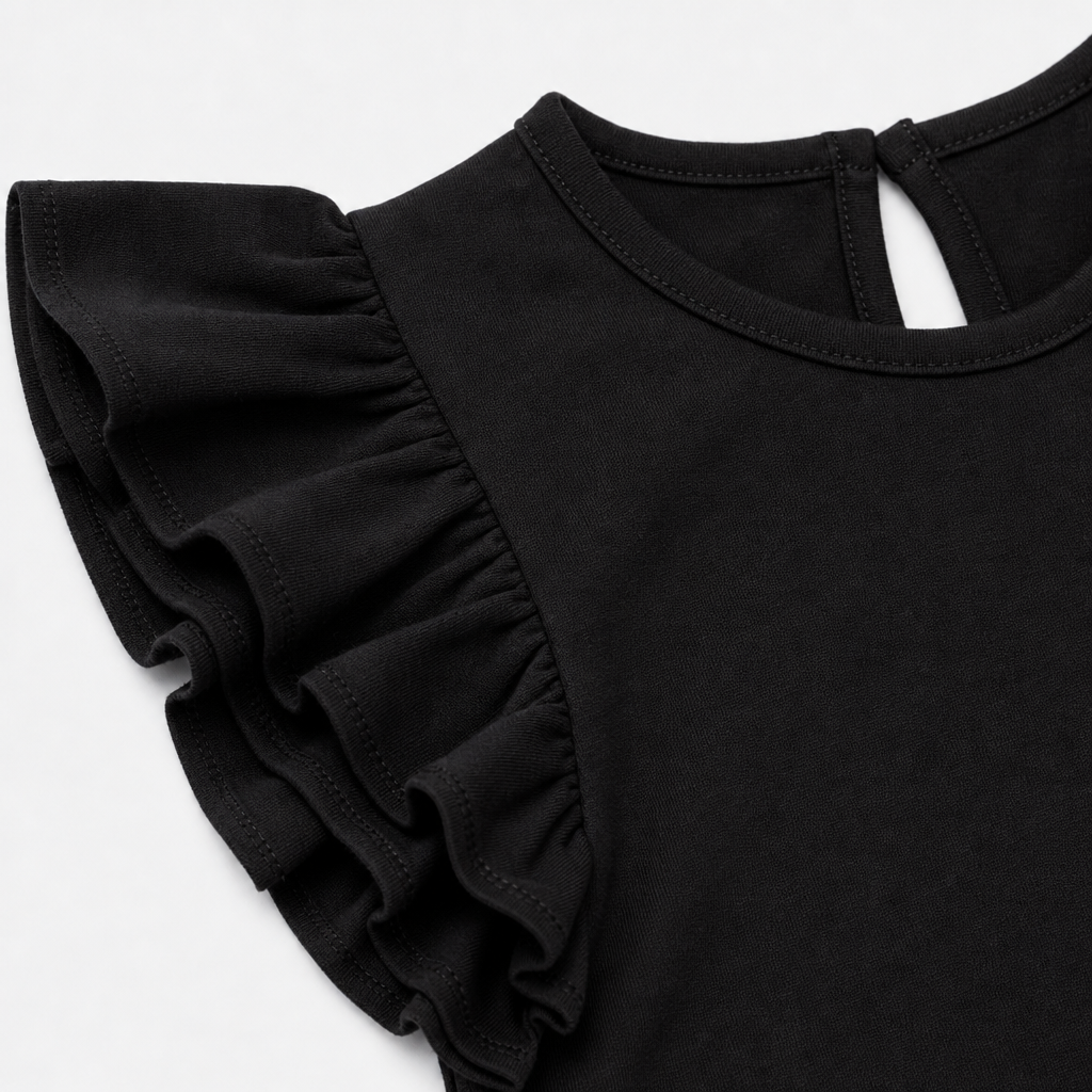 Black Ruffle Sleeve Top view 3