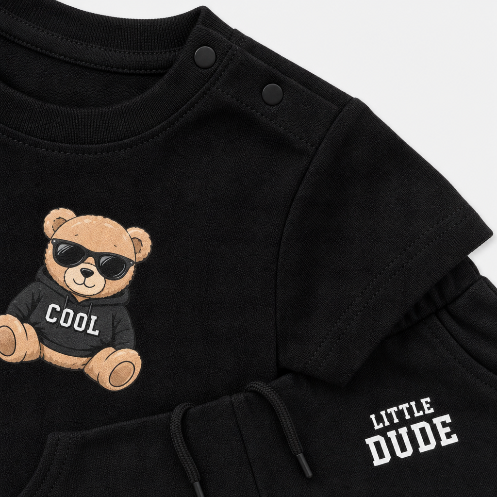 Black Graphic Tee Set view 3
