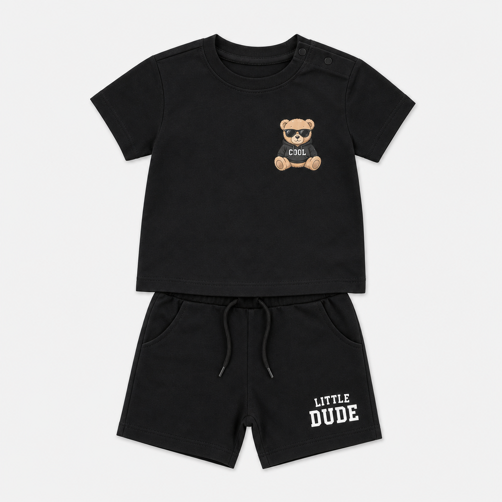 Black Graphic Tee Set