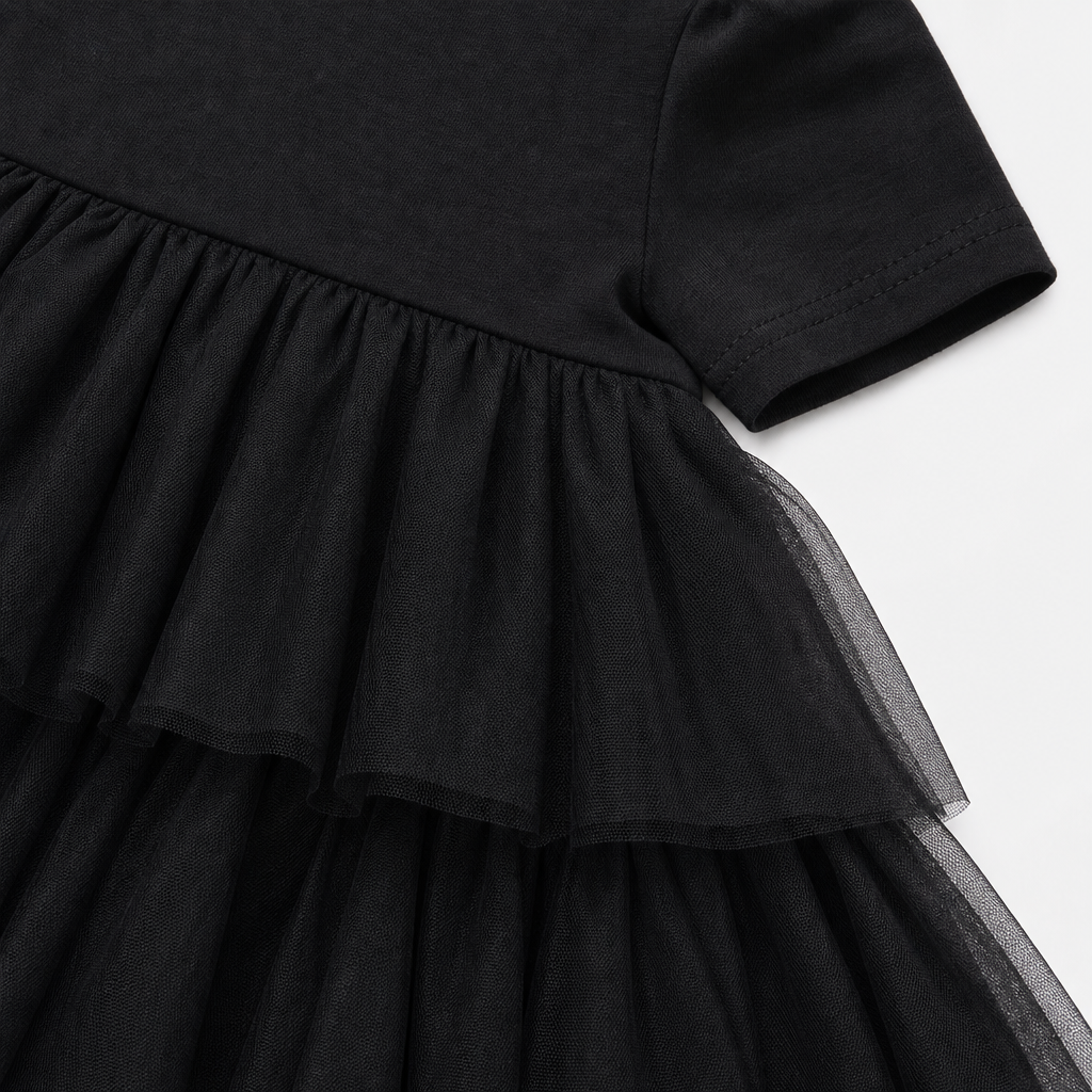 Black Tiered Tulle Dress view 3