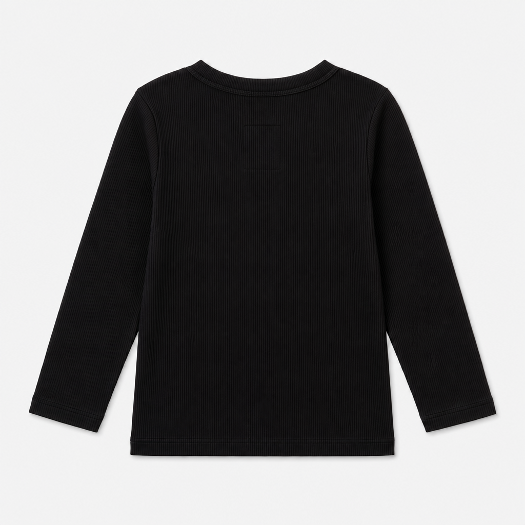 Black Ribbed Henley view 2