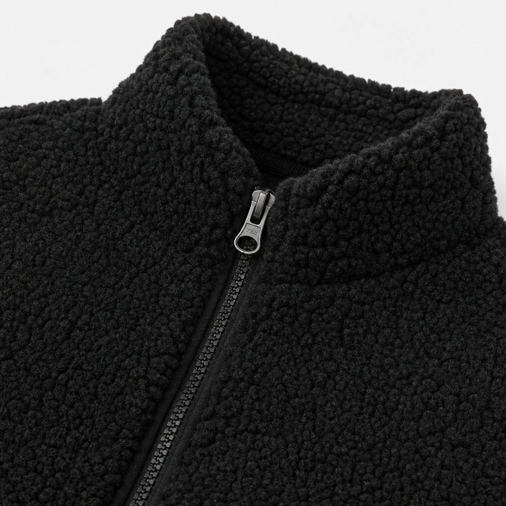 Black Sherpa Zip Jacket view 3